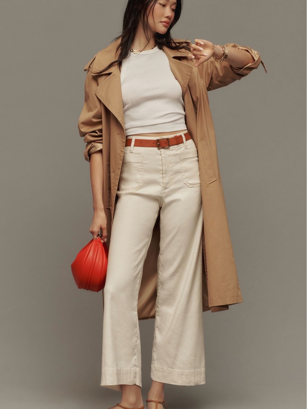 Anthropologie Colette European Linen Stretch Wide-Leg Pants in Cream